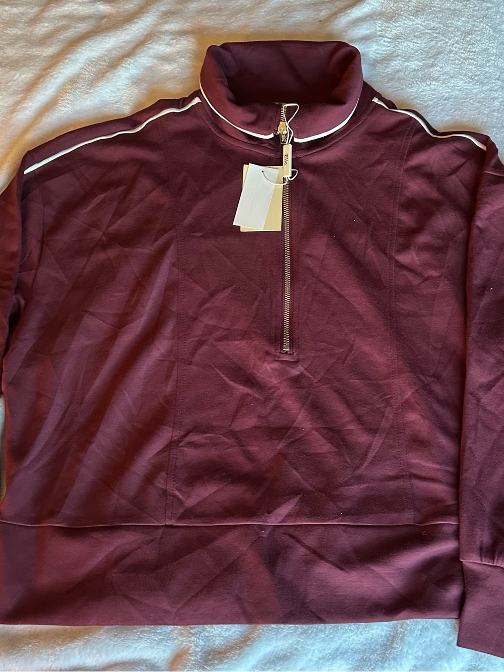Elie Tahari Men's Zip-Up Sweater in Burgundy with White Trim